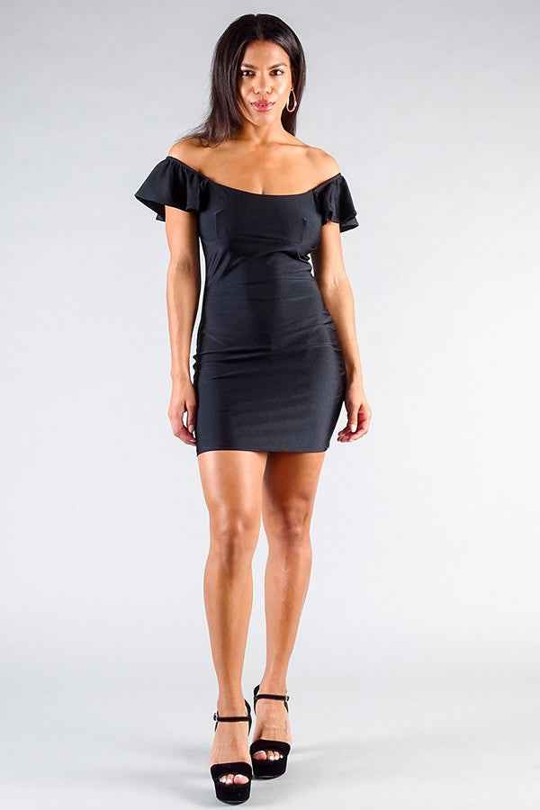 Sale - Convertible Off Shoulder Ruffle Sleeve Bodycon Mini Dress – On Sale Now
