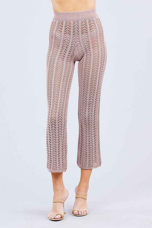 Flare Long Fishnet Sweater Pants – multicolor, fashion, women style