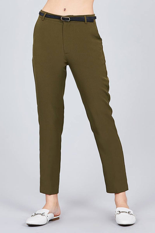 Classic Woven Pants W/belt – multicolor, fashion, women style
