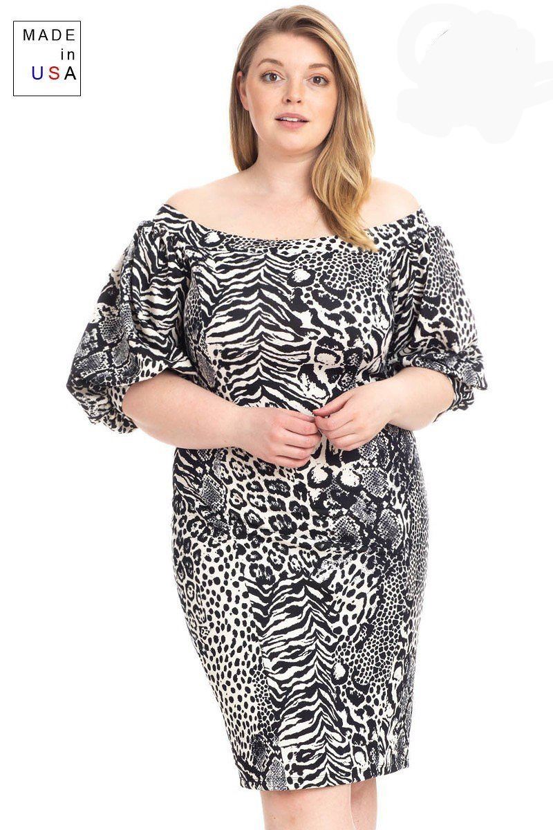Plus Size  Animal Print Crepe Stretch Bodycon Dress – Stylish & Comfortable – men’s fashion, stylish and versatile