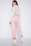 Pantalones de cintura ajustable con botones a presión y pernera ancha con tobillo liso de estilo chic pastel