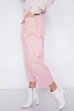 Pantalones de cintura ajustable con botones a presión y pernera ancha con tobillo liso de estilo chic pastel