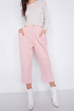 Pantalones de cintura ajustable con botones a presión y pernera ancha con tobillo liso de estilo chic pastel