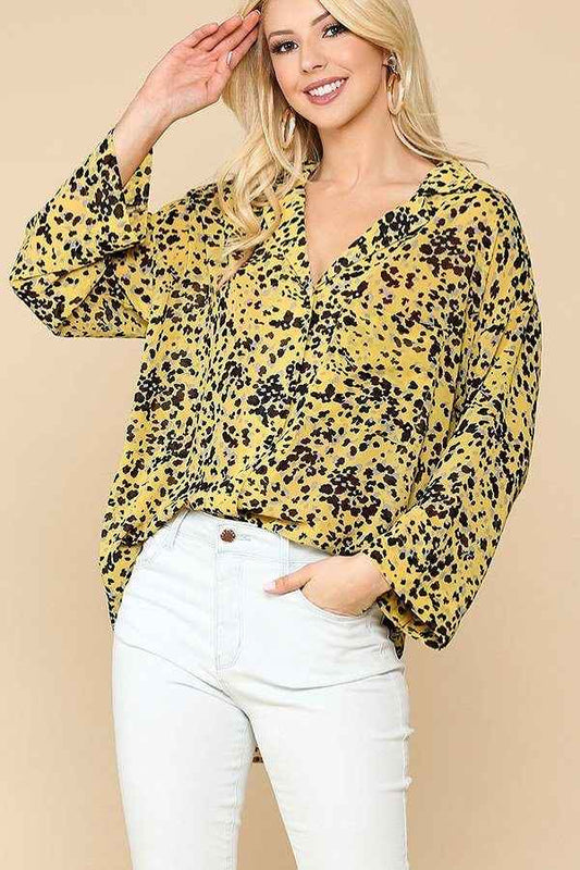 Sale - Animal Print Button Down Lapel Collar Shirt With Chest Pocket – On Sale Now