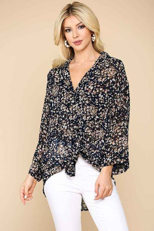 Sale - Animal Print Button Down Lapel Collar Shirt With Chest Pocket – On Sale Now