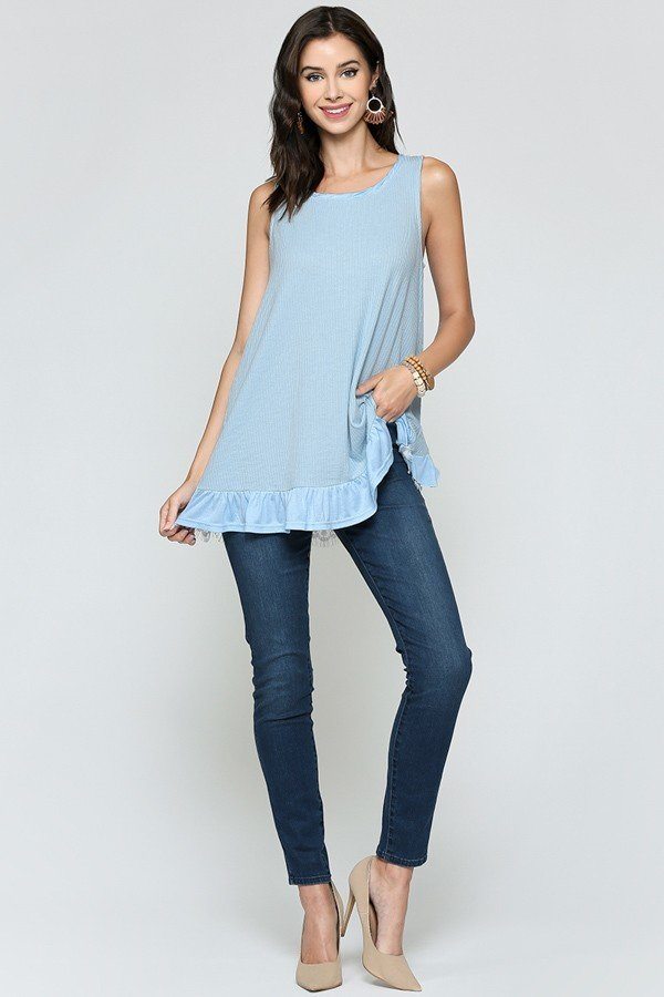 Sale - Sleeveless Back Lace Ruffle Detail Tank Top – On Sale Now