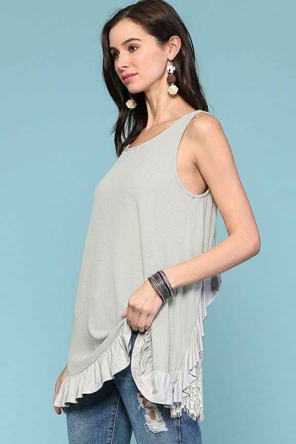 Sale - Sleeveless Back Lace Ruffle Detail Tank Top – On Sale Now