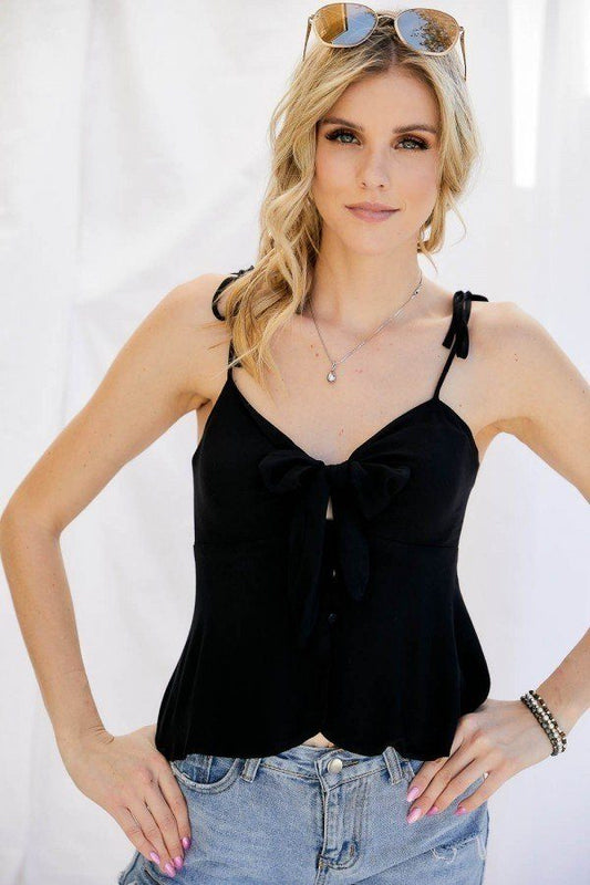 Sale - Cutout Detail Ruched Twist Bow Sweetheart Neckline Smocked Back Ribbon Tie Spaghetti Strap Cami Top – On Sale Now