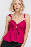 Cutout Detail Ruched Twist Bow Sweetheart Neckline Smocked Back Ribbon Tie