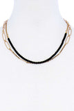 Double Layer Beaded And Chain Necklace