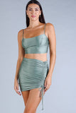 Spaghetti Strap Darted Under Bust Crop Top