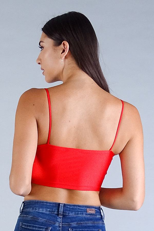 Spaghetti Strap Darted Under Bust Crop Top