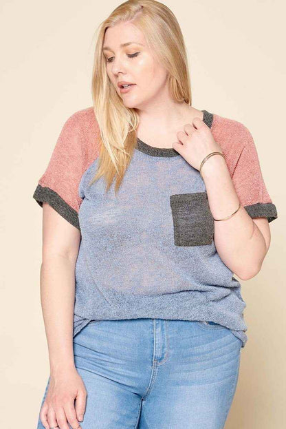 Plus Size Color-blocked Sweater Knit Top – Stylish & Comfortable – men’s fashion, stylish and versatile