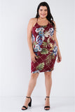 Plus Size Criss-cross Open Back Mini Floral Print Dress