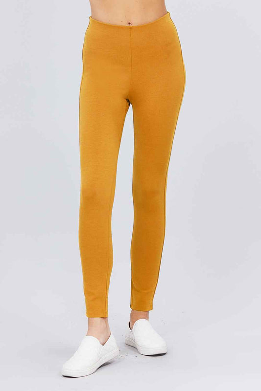 Waist Elastic Band Ponte Pants – mustard, fashion, women style