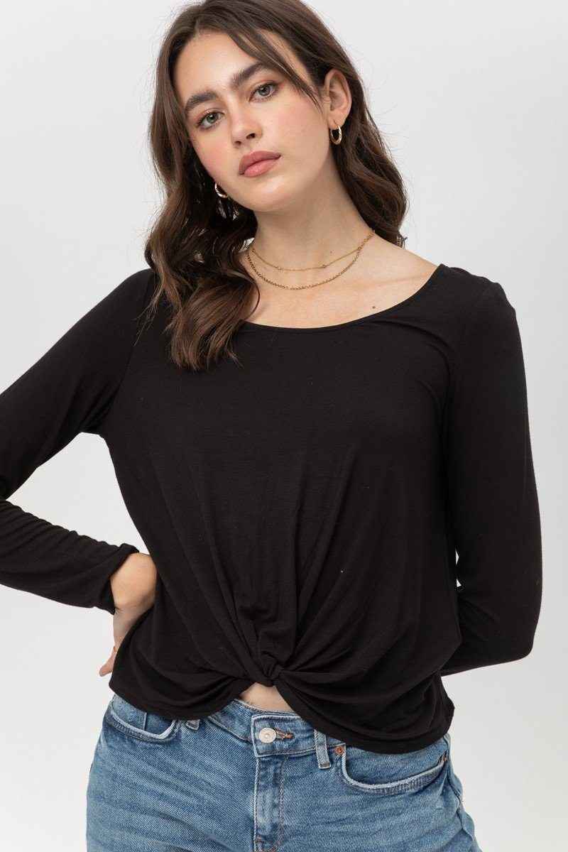 Sale - Rayon Span Jersey Front Twisted Top – On Sale Now