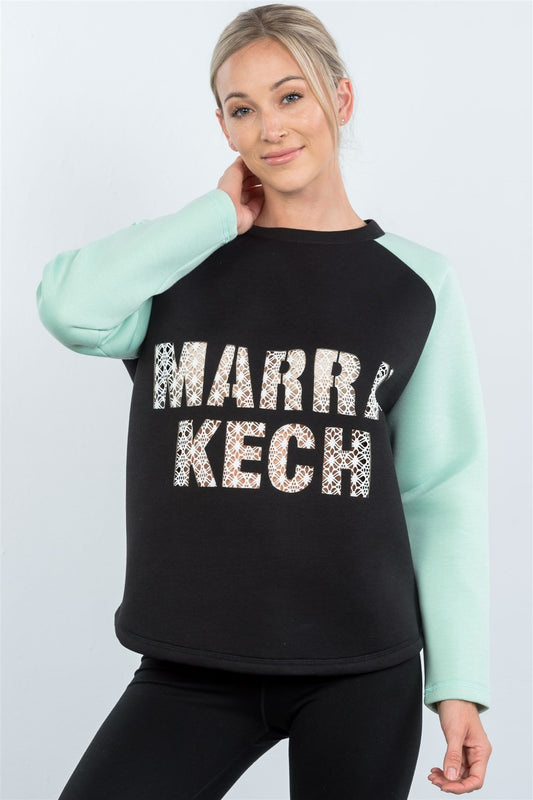 Sale - Contrast Sleeve Curved Hem Sweater – On Sale Now