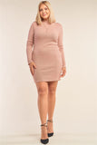 Plus Size Long Sleeve Ribbed Knit Beautiful Cut Out Back Mini Dress