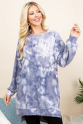 Ultra Cozy Tie Dye French Terry Brush Oversize Casual Pullover-Product Type | Naughty Smile Fashion