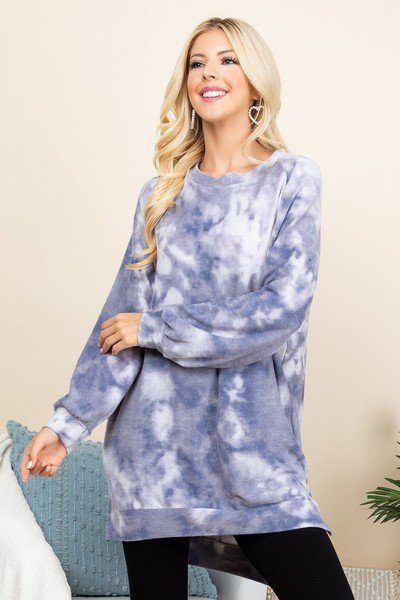 Ultra Cozy Tie Dye French Terry Brush Oversize Casual Pullover-Product Type | Naughty Smile Fashion