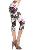 Leggings capri de punto con estampado floral y cintura alta