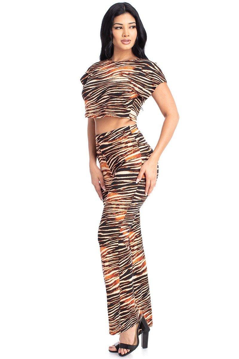 Zebra Print Crop Top And Palazzo Pants Set-Product Type | Naughty Smile Fashion