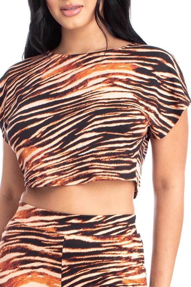 Zebra Print Crop Top And Palazzo Pants Set-Product Type | Naughty Smile Fashion