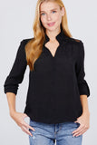 Blusa tejida con cuello en V y botones