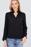 Blusa tejida con cuello en V y botones