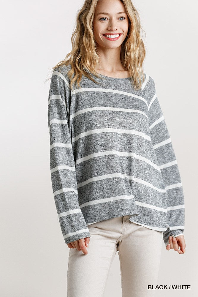 Striped Round Neck Long Sleeve Top-Product Type | Naughty Smile Fashion