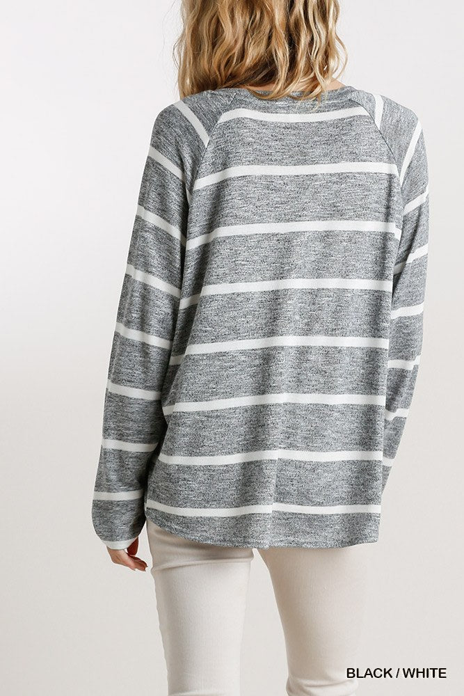 Striped Round Neck Long Sleeve Top-Product Type | Naughty Smile Fashion
