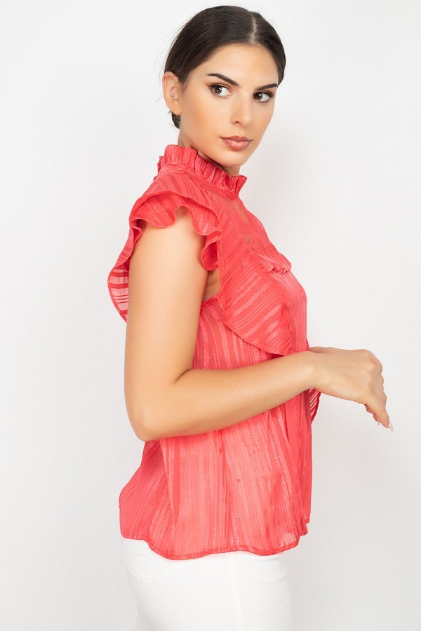 Short Sleeve Ruffle Shadow Top-Product Type | Naughty Smile Fashion