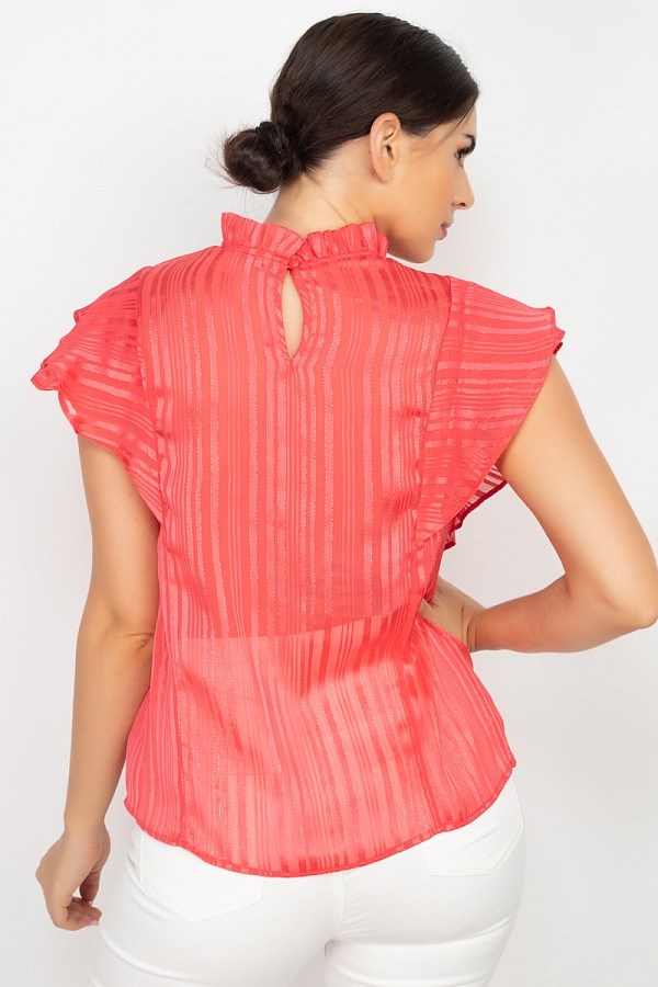 Short Sleeve Ruffle Shadow Top-Product Type | Naughty Smile Fashion