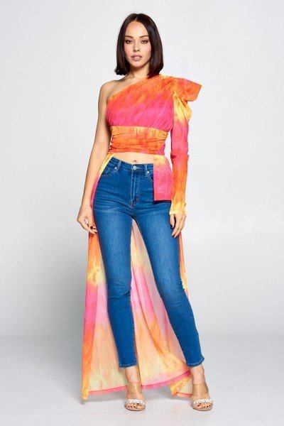 Tie Dye One Shoulder Top-Product Type | Naughty Smile Fashion