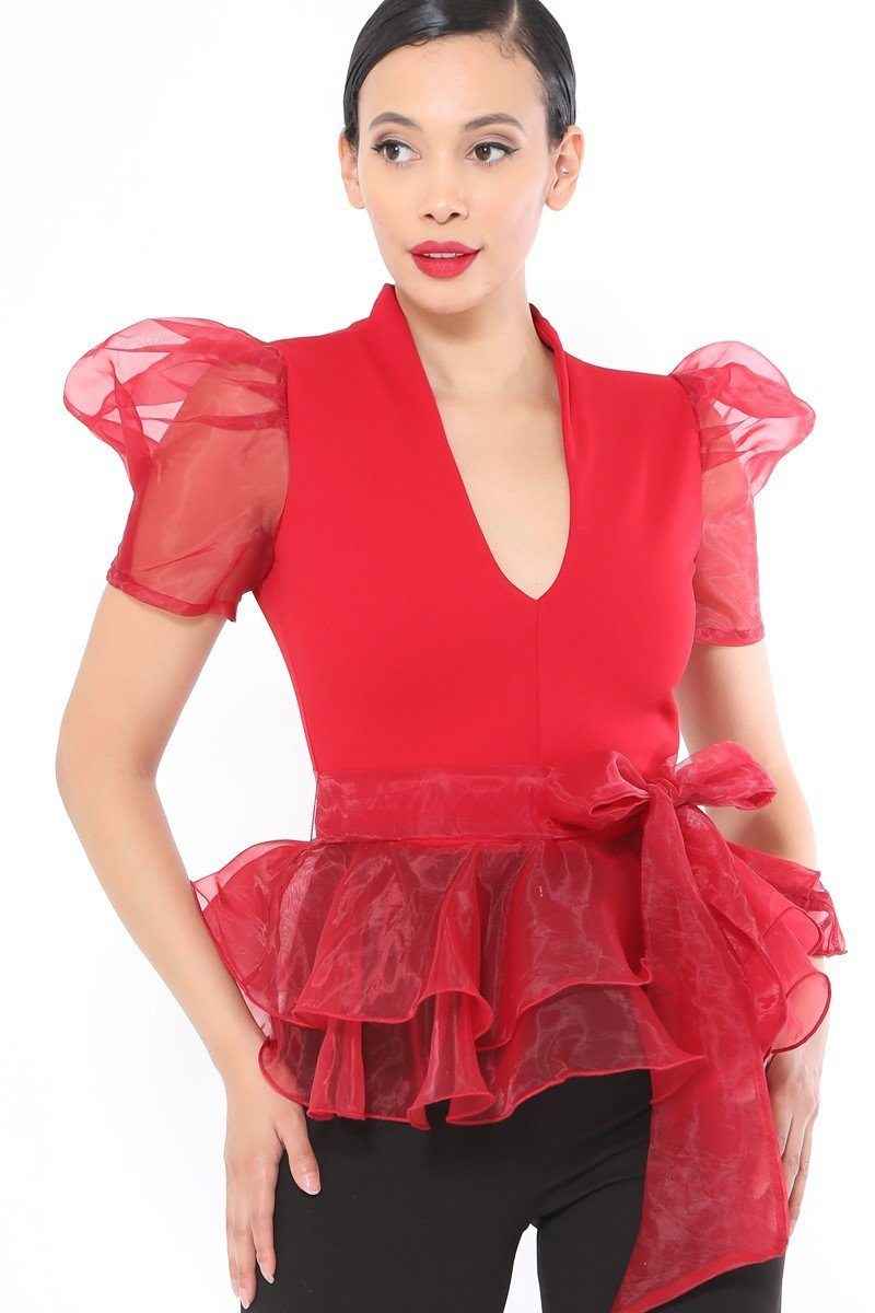 Sale - Organza Puff Short Sleeve Fashion Top – On Sale Now