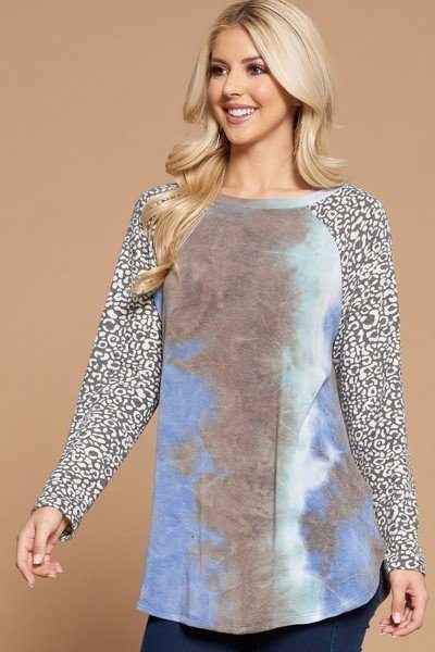 Plus Size French Terry Tie Dye Casual Color Block Top – Stylish & Comfortable – men’s fashion, stylish and versatile
