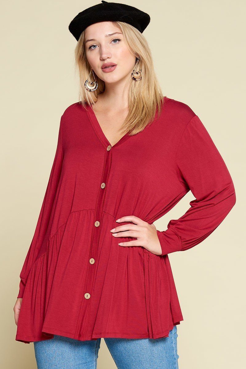 Plus Size Solid Heavy Rayon Modal Jersey Faux Button Up – Stylish & Comfortable – men’s fashion, stylish and versatile