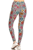 Leggings de punto con estampado de damasco, forro con banda y cintura alta, estilo yoga, de 5 pulgadas de largo