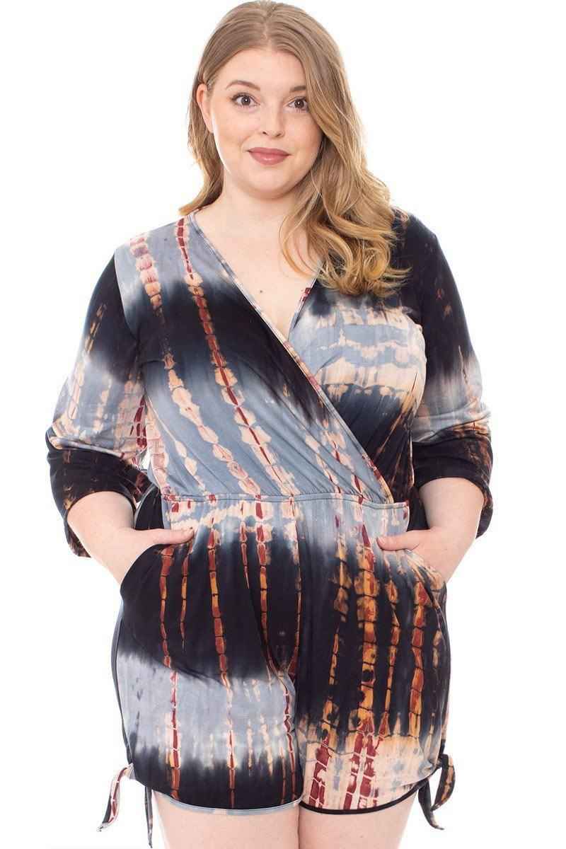 Plus Size Tie Dye Wrap Plussize Romper – Stylish & Comfortable – men’s fashion, stylish and versatile