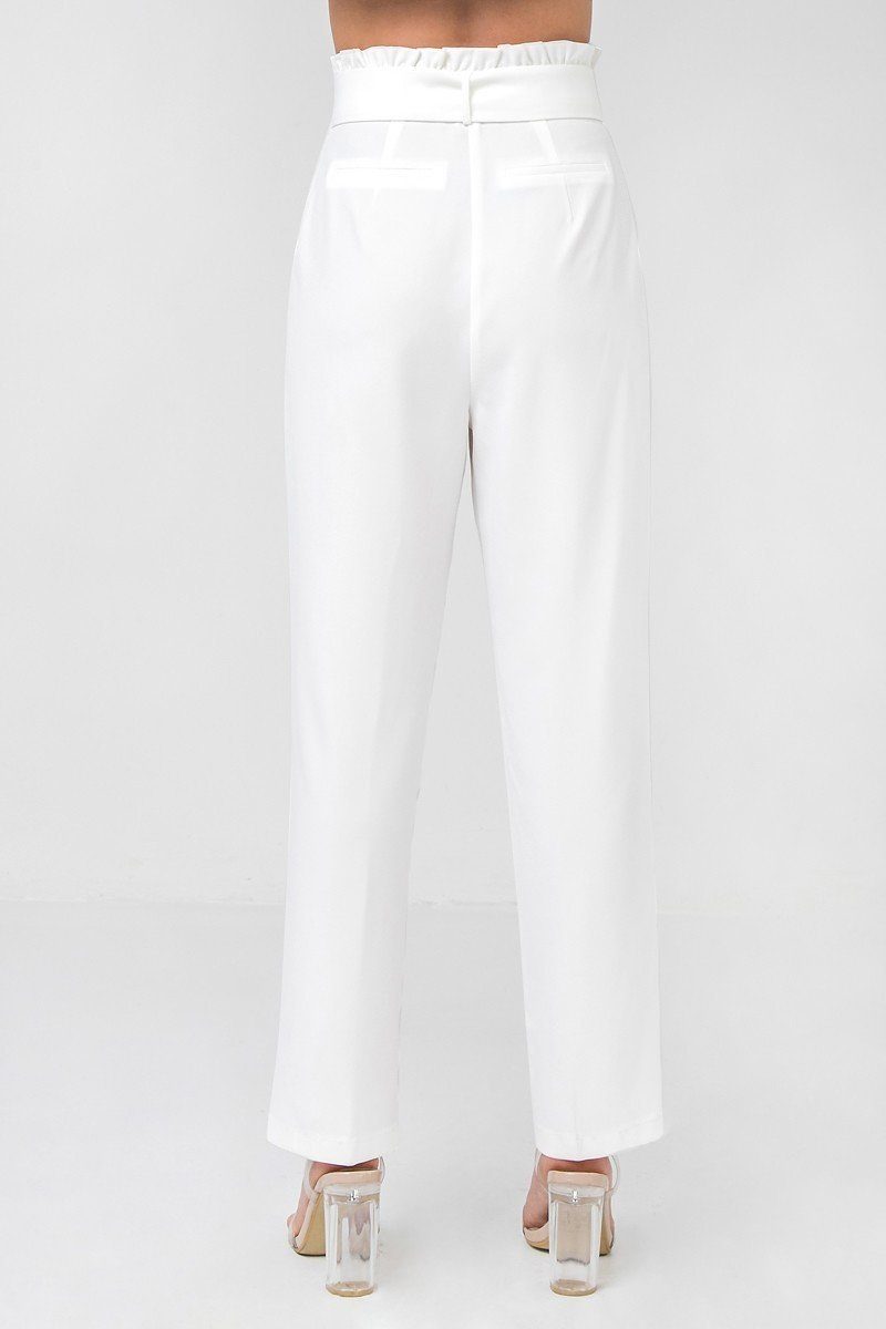 A Solid Pant Featuring Paperbag Waist With Rattan Buckle Belt-Product Type | Naughty Smile Fashion