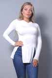 Blusa con aberturas y mangas largas elegante y chic para otoño