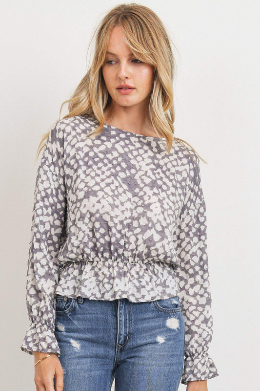 Sale - Ruffled Waist Drop Shoulder Long Sleeve Top – On Sale Now
