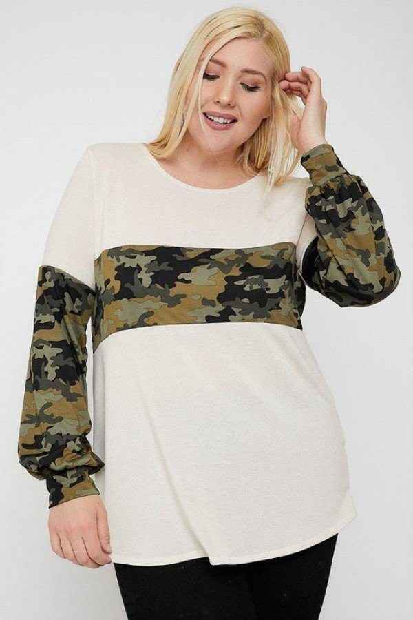 Plus Size Round Neckline Contrast Print Top – Stylish & Comfortable – men’s fashion, stylish and versatile