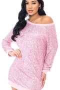 Sequin Wide Neck Boxy Mini Dress-Product Type | Naughty Smile Fashion