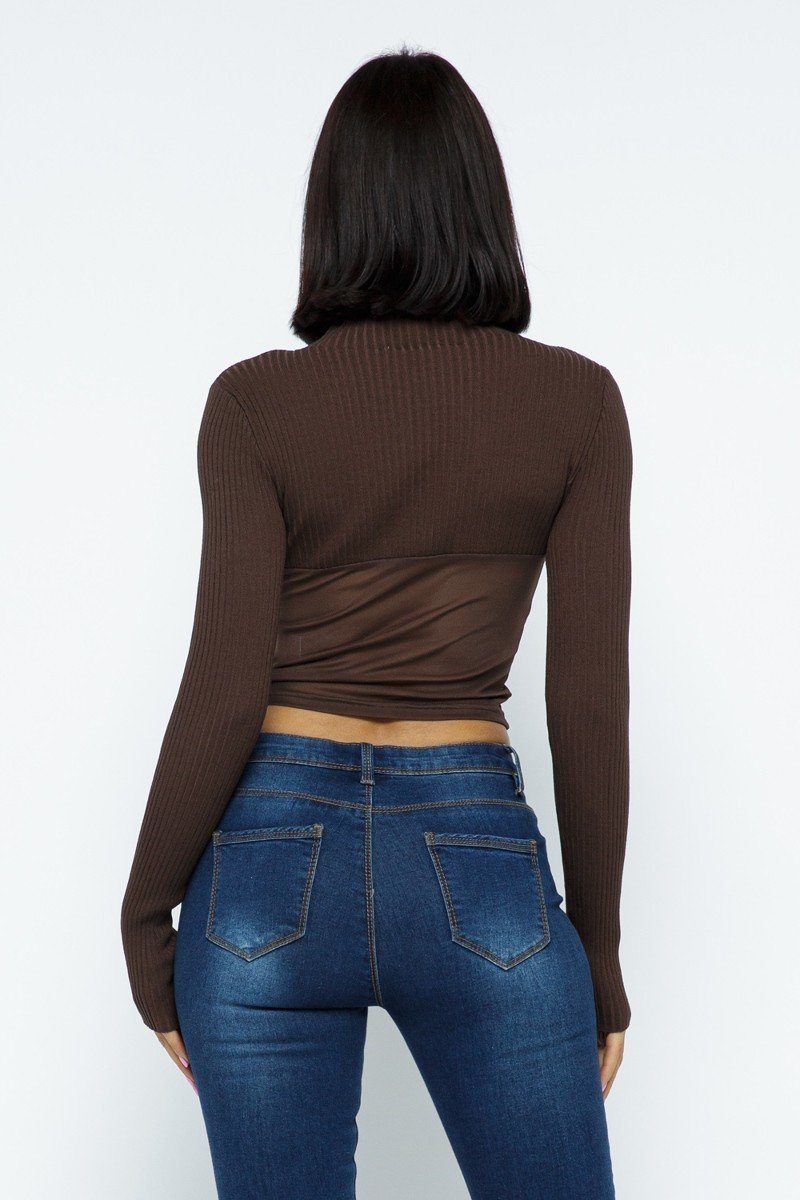 Knit Crop Top With Bottom Mesh-Product Type | Naughty Smile Fashion