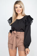 Balloon Sleeve Lace Ruffle Top-Product Type | Naughty Smile Fashion