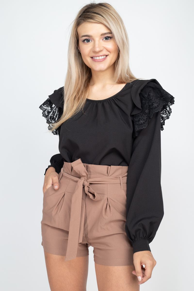 Balloon Sleeve Lace Ruffle Top-Product Type | Naughty Smile Fashion