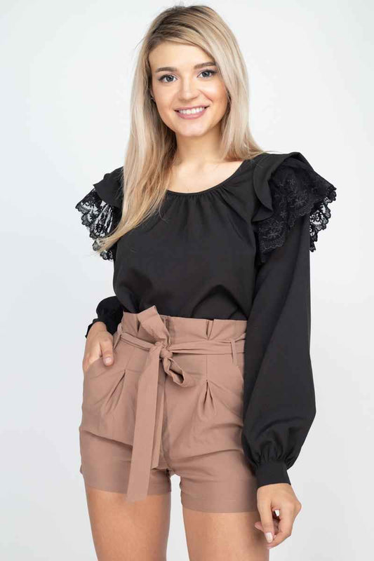 Sale - Balloon Sleeve Lace Ruffle Top – On Sale Now