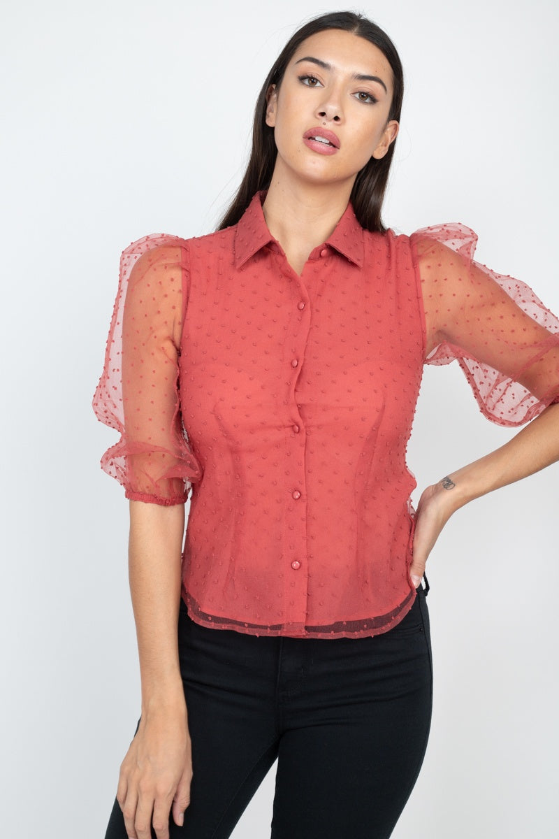 Contrast Dot Print Top-Product Type | Naughty Smile Fashion