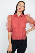Contrast Dot Print Top-Product Type | Naughty Smile Fashion